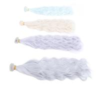 Doll Hair Wefts, 4 Pcs 30cm Length 1m Width 4 Colors Soft Silk Long Curly Hair Wig Stylish High Temperature Soft Silk Doll Hair Wefts for Cotton Ball Jointed Dolls