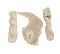 Doll Hair Wig Soft Silk Long Hair with 2 Claw Clip Ponytails for 1/3 Head Circumference Dolls 22 23cm BJD Wig Crafting Styling Accessories (Milk Gold)