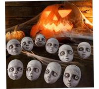 Doll Head 10Pcs Halloween Creepy Doll with Horror Expression 3 Inch Plastic Halloween Props for Home Haunted House Party, Decorations