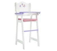 Teamson Kids Wooden Baby Doll High Chair With Tray Cushion And Hand Painted Flowers, White