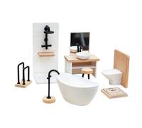 Doll House Bathroom Set - 1:12 Scale Miniature, Bathrooms Scene, Pretend Play Furniture, Simulation Accessories Dolls Houses, Tiny Sink Toilet Bathtub Decor | Boys Girls Creative Fun Learning Imagine