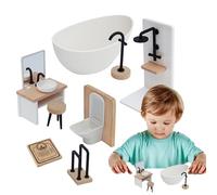 Doll House Bathroom Set - 1:12 Scale Miniature Furniture With Realistic Details | Simulation Scene Model And Pretend Play Accessories For Boys, Girls, Creative Dollhouse Embellishments And Rolls