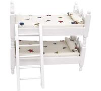 Doll House Bed 1/12 Mini Doll House Bunk Bed Living Room Furniture Decor Kids Pretend Play Toy - White Geometric ..