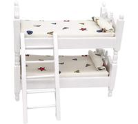 Doll House Bed: 1/12 Mini Doll House White Geometric Bunk Bed, Living Room Furniture Decor Kids Pretend Play Toy