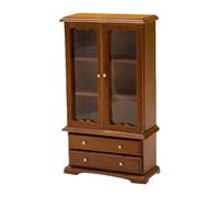 Doll House Bookshelf Furniture - 3 Floors Miniature Display Shelf, Wooden Bookcase Cabinet | 15cm Tall Accessory For Living Room Library Study, Realistic Miniature Display Rack