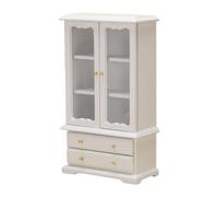 Doll House Bookshelf Furniture - 3 Floors Miniature Display Shelf, Wooden Bookcase Cabinet | Three-Tier Wooden Display Cabinet, Mini Double Door Bookcase | Realistic Living Room Crafts Acces