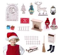 Doll House Decor | Christmas Small Scene Model | Festival Pretend Toys for Holiday Party Bookshelf School Project