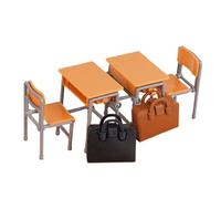 Doll House Furniture - Doll House Accessories | Miniature Dolls Houses Table And Chairs | Dining Table Toys Set | Classroom Schoolbag Desks Models Ornament For Kids Role Play Activities