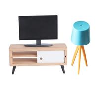 Doll House Furniture Miniature TV Cabinet Model Mini TV Stand Toy Side Stand Lamp Dollhouse Accessories dolls house furniture