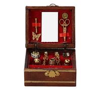 Doll House Jewelry Box, Wooden Treasure Chest Box Mini Small Vintage Box for 1/12 Doll House Accessories