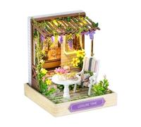 Doll House Kit,Wooden Crafts with Dust Cover | Small Dessert Time Craft Build Kit | for Living Room Bedroom Kitchen Office Shelf Entryway Classroom Apartment Christmas Holiday