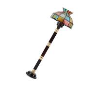 Doll House Miniature Floor Lamp For 1/12 Scale Model Homes Metal And Glass Construction Colored Dollhouses Lighting Accessories Retro Lamp For Miniature Scene Stained Glass Floor Dollhouses Battery