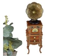 Doll House Miniature Gramophone - Doll House Decor with Sound | Mini Record Player,for Collectors Hobbyists Bookcase Window Sill Bookshelf Display Cabinet Nightstand Desk