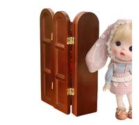 Doll House Room - Traditional Oriental Inspired Timber Screen Panel Featuring Hinged Folding Design, Precision Crafted Twelve Scale Divider Element for Architectural Mini Scenes, Artistic Interior