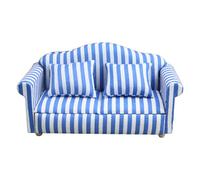 Doll House Sofa Armchair Set | Premium 1:12 Scale Miniature Red & White Stripes Couch & Chair - Simulation Furniture for Children's Play & Collectors' Display