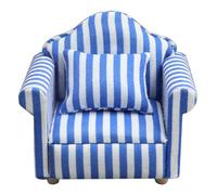 Doll House Sofa Armchair Set | Premium 1:12 Scale Miniature Red & White Stripes Couch & Chair - Simulation Furniture for Children's Play & Collectors' Display