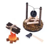 Doll House Toy Fire Decor - Rustic Faux Embers Sculpture, Handcrafted Flame Accent | Miniature Glow Scene Setter, Cozy Storytelling Model, Ambient Miniature Hearth Piece, Whimsical Scene Enhancer