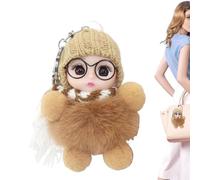 Doll Keychains for Women Cute Doll Wearing Glasses Scarf Hat | Cute Plush Doll Keychain Student School Bag, Tote Bag, Backpack, Boys Girls, Birthday Keepsake