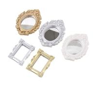 Doll Mirror - European Victorian Baroque Miniature Frame, Bedroom Wall Decor | Ornate Vintage Style Mini Furniture Accent, Decorative Resin Hanging Display Piece For Kids Lovers Family Youth