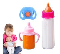 Doll Nursing Bottle - 3 Piece Milk Nursing Bottle Magic Bottle with Disappearing Liquid | Multifunctional Role Play Feeding Toy Set with Disappearing Milk and Juice Bottles