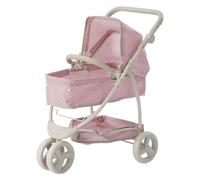 Olivia's Little World Pink Polka Dot Dolls Pram Stroller Pushchair | For Baby Dolls, Multiposition Seat, Storage, UK-OL-00009