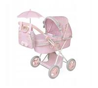 DeCuevas 85075 Sophie Folding Doll's Pram with Parasol, Pink