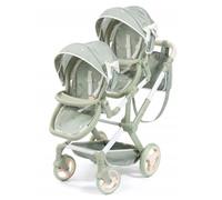 Bayer Design 26728AA Twin dolls pram, carriage, double stroller, adjustable and reversible handle, swivel front wheels, seats variable fixable, bag - 3+ ages