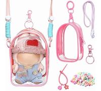 Doll Protective Case, Doll Case Plush Toy Storage, Includes Bag, Keychain, and Pom Pom, for Boys and Girls, Display and Organize Your Dolls