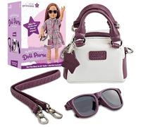 Doll Purse and Doll Sunglasses for 18-Inch Dolls - Doll Accessories Play Set for Kids Ages 3 4 5 6 7 8 9 10 11 12 - Excellent Addition to Her Cute Doll Collection - Great Gift for Girls and Toddlers