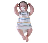 Doll Re-born Baby Girl Eyes Close Handmade White Skin New Born Girl In Jumper- Doll For Kid Collectors