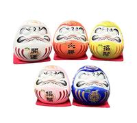 Doll Set - 5 Pcs Ceramic Japanese Figurines, Fortune Statues | Mini Zen Ornaments For Home Car Dashboard, Cultural Decorative Prosperity And Success