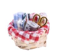 Doll Sewing Basket Miniature - Cute Thread Basket Favors, Durable Metal Polyester Doll Craft Supplies, Intricate Knitting Accessory | For Miniature Scene Setting Dollhousess Collection