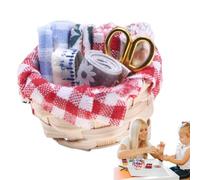 Doll Sewing Basket - Polyester Metal | Mini Thread Basket Set | Knitting Sewing Kit, Realistic Craft Accessories For DIY Doll Decoration, Simulation Supplies For Play Display A
