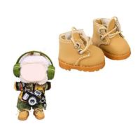 Doll Shoes Accessories, Mini Shoes for Dolls, Cute Clothes Outfit Set Martin Boots Suitable for 15cm 17cm Doll, Dress Up Doll Clothing Shoes Replacement Brown(No Doll)