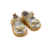 Doll Shoes,Cute Mini Shoes for 15cm & 17cm Dolls Mini Mary Jane Leather Doll Shoe with Bow Decor Outfit Accessories for 6.7 Inches Dolls Gold