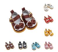 Doll Shoes,Cute Mini Shoes for 15cm & 17cm Dolls Mini Mary Jane Leather Doll Shoe with Bow Decor Outfit Accessories for 6.7 Inches Dolls Brown