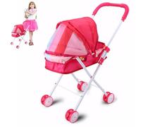 Doll Stroller Baby Doll Stroller Foldable Pram with Push Handle Detachable Washable Baby Pram for Girls, Pretend Play, Style 1