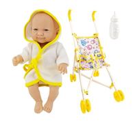 Doll Stroller Playset - 25x11,3x8cm Foldable Doll Pushchair, Realistic Dolls Nursery Set with Bottle, Pretend Play Stroller Toy | Dolls Accessory for Girls Kids Imaginative Play