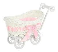 Doll Stroller, Wicker Stroller Decoration, Vintage Baby Carriage Decor, 9.5x5.5x6.7 Inch Plastic Candy Basket, Baby Doll