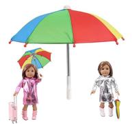 Doll Umbrella for 18 Inch Dolls, Colorful Toy Umbrella, 10.2x8.5 Inch Open Close Tiny, Funny Mini Umbrellas for Decorations