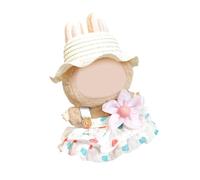 Doll Vacation Dressingup Set For 17Cm With Ruffled Dress Straw Hat For Children Plush Vacation Clothes Decors Doll Dress Set