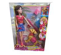 Doll walking With a Dog With Accessories- Pretend Play Set For Kids