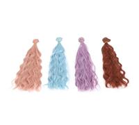 Doll Wig Ball Jointed Doll Curly Wig 4 Piece Set High Temperature Soft Silk Water Ripple Curly Hair for 1/8 1/12 Dolls 30cm Length 1m Width 350 Carrot Light Grey Blue Dream Purple