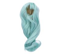 Doll Wig Long Soft High Temperature Silk Artificial Hair for Cotton Dolls 35 39cm Head Circumference Lightweight Comfortable Styling Creation Mesh Fabric Design (Light Green)