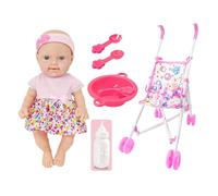 Doll with Stroller - Play Stroller for Dolls with Feeding Accessories,10 Inch Doll Playset with Accessories Pretend Toy Set for Kids Boys Girls 3+ Years Old