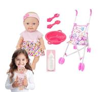 Doll with Stroller Set - Play Stroller for Dolls with Feeding Accessories | 10 Inch Doll Playset with Accessories Pretend Toy Set for Kids Boys Girls 3+ Years Old