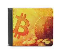 Dollar and Bitcoin Casual Leather Wallet for Men Classic Lightweight Credit Card Coin Purse