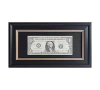 Dollar Bill Frame,First Dollar Frame,Currency Display Frame, Business License Frame,with Black Mat or Display 4x9 Picture without Mat,Real Glass.Easel Stand and Wall Hanger Included (1 Pack).