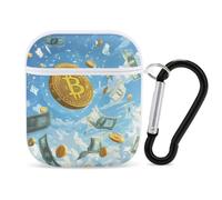 Dollar Bills And Bitcoin Compatible with Airpod 1/2 Case PC Scratch-Resistant Drop-Proof Protective Cover with Keychain White-style