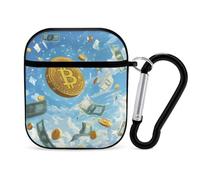 Dollar Bills And Bitcoin Compatible with Airpod 1/2 Case PC Scratch-Resistant Drop-Proof Protective Cover with Keychain Black-style